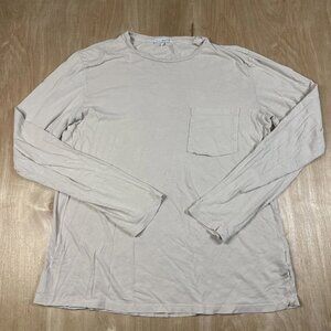 James Perse Cream 100% Cotton Knit Front Pocket Long Sleeve Shirt Size 1